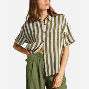 Brixton Women's Mykonos Stripe Boyfriend Short Sleeve Woven Shirt